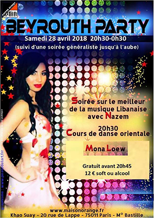 flyer Beyrouth Party du 28 avril 2018