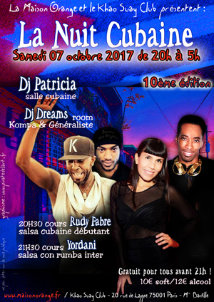 flyer Nuit Cubaine 07 octobre 2017