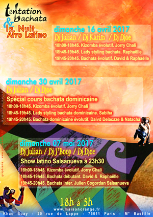 programme Tentation Bachata et Nuit Afro Latino