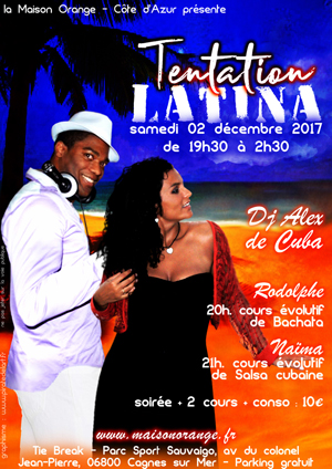 flyer Tentation Latina à Cagnes sur Mer le samedi 02 décembre 2017
